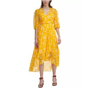 Calvin Klein Chiffon Balloon-Sleeve Maxi Dress P3497